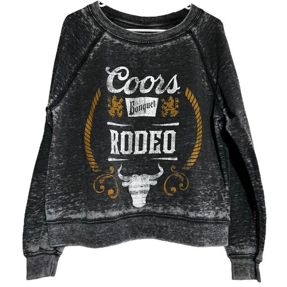 Odd People RKB Coors Banquet Rodeo Sweatshirt Burnout Acid Wash Gray XS - Picture 2 of 5